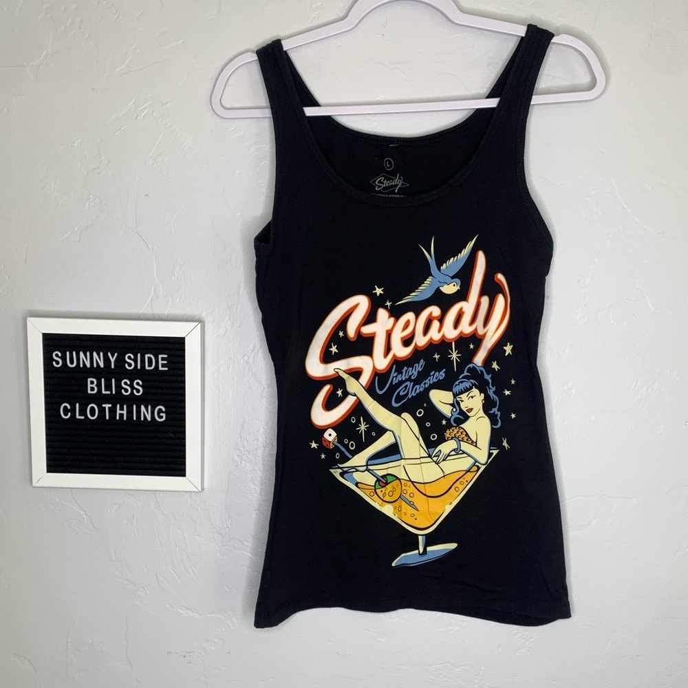 Black Graphic Tank Top